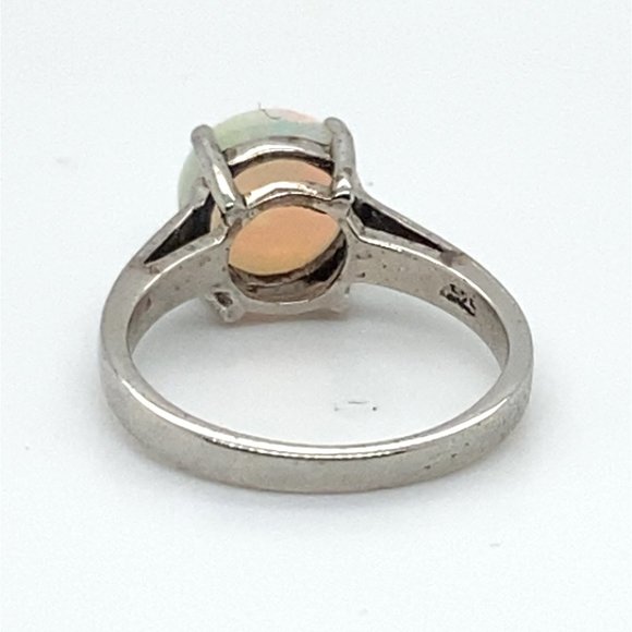 White Precious Opal 3.01ct Platinum Finish Solid 925 Sterling Silver Ring - Picture 6 of 7